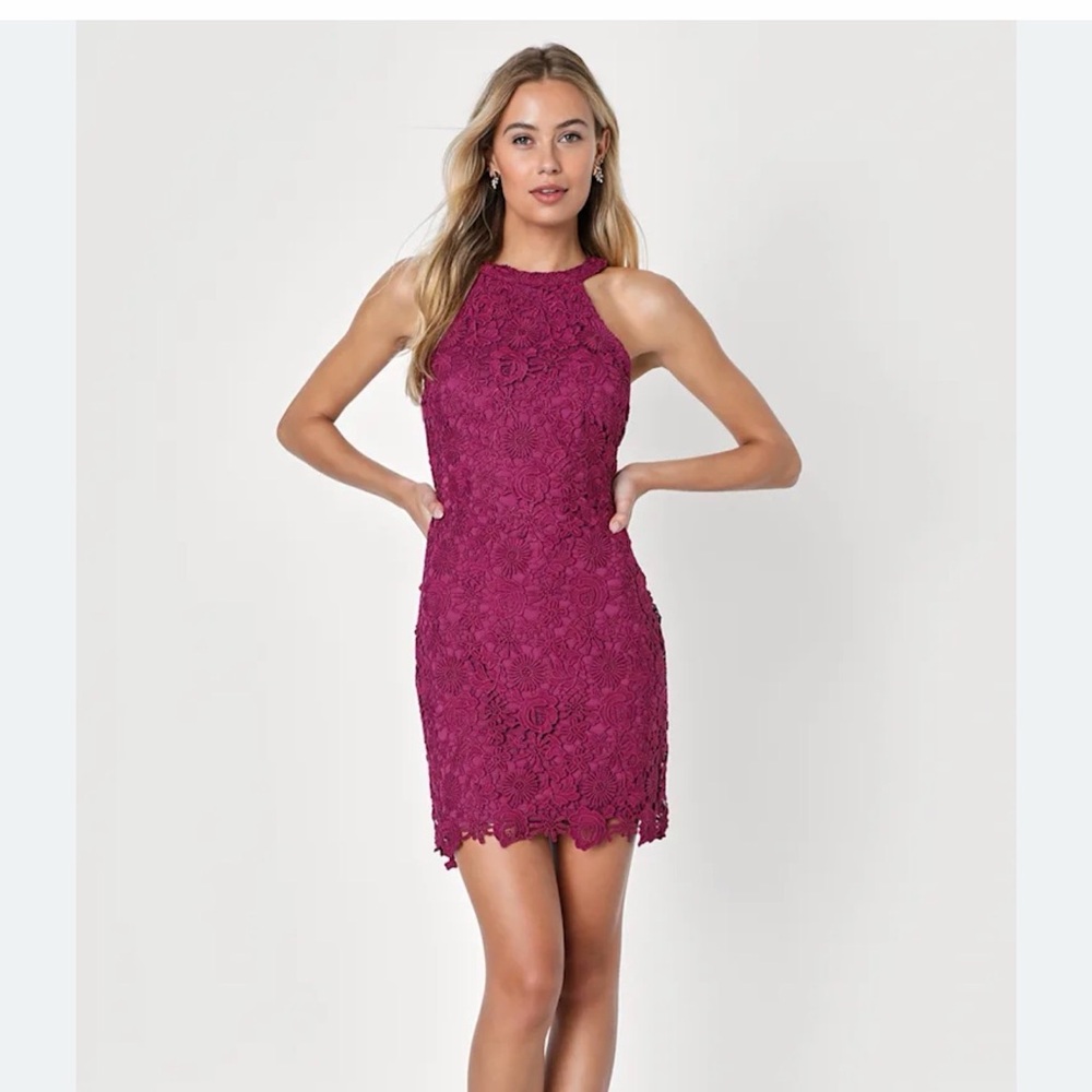 Lulus love lace poem dress | Magenta | L